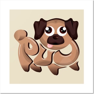 Cute Brown Pug Posters and Art